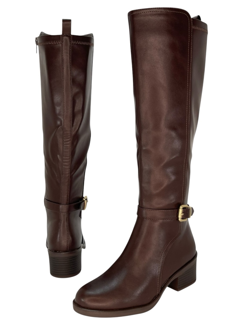 White Mountain Custard Dark Brown Faux Leather Knee High Womens Boots Size 5M - Picture 9 of 13